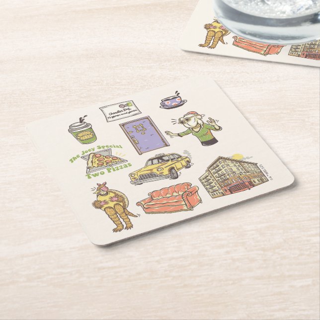 FRIENDS™ | Cartoon Icons Graphic Square Paper Coaster (Angled)