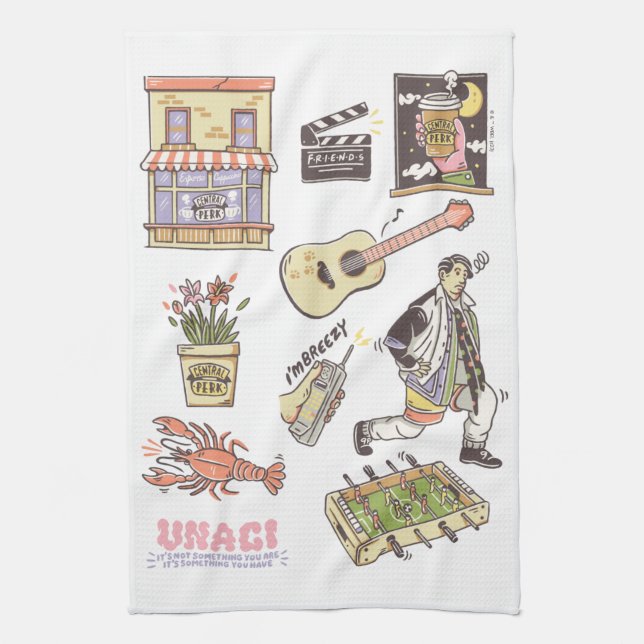 FRIENDS™ | Cartoon Icons Graphic Tea Towel (Vertical)