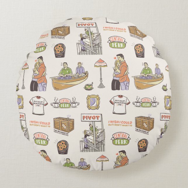 FRIENDS™ | Cartoon Icons Round Cushion (Front)