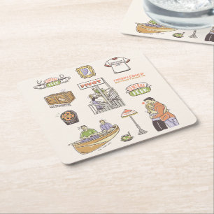 FRIENDS™   Cartoon Icons Square Paper Coaster