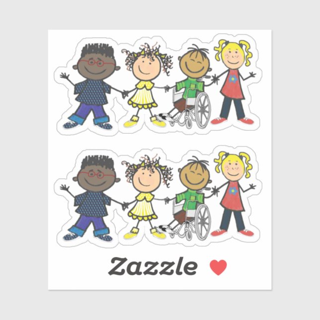 Friends- Cartoon Style Kids Holding Hands (Sheet)