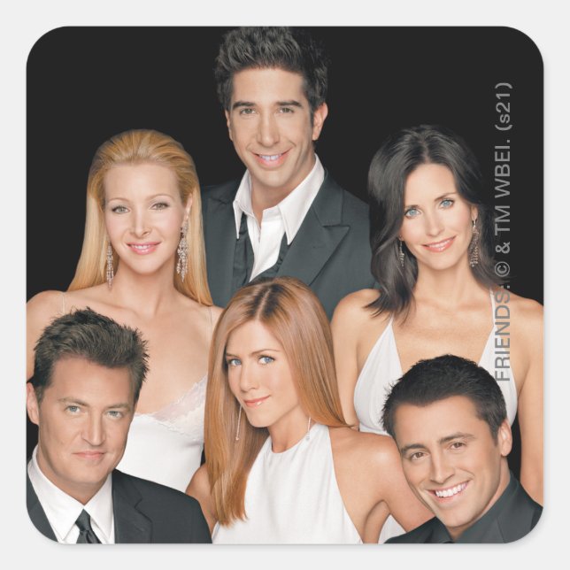 FRIENDS™ | Cast in Formal Wear Closeup Square Sticker (Front)