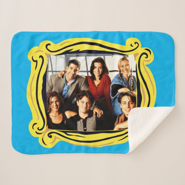 FRIENDS™ | Cast Sitting in Monica's Apartment Sherpa Blanket (Front (Horizontal))