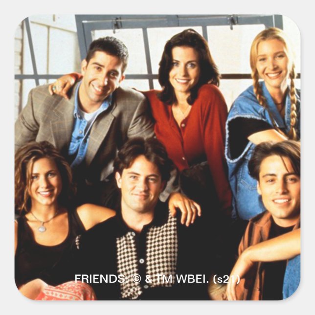 FRIENDS™ | Cast Sitting in Monica's Apartment Square Sticker (Front)