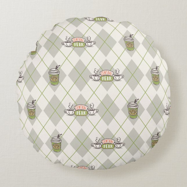 FRIENDS™  | Central Perk Argyle Pattern Round Cushion (Front)