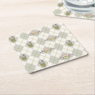 FRIENDS™    Central Perk Argyle Pattern Square Paper Coaster
