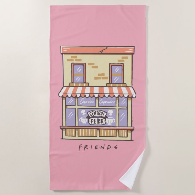 FRIENDS™ | Central Perk Cartoon Coffee Shop Beach Towel (Front)