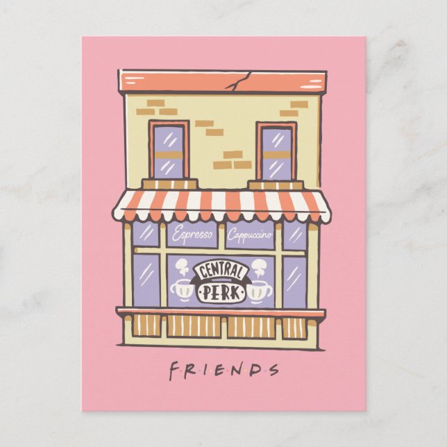 FRIENDS™ | Central Perk Cartoon Coffee Shop Postcard (Front)