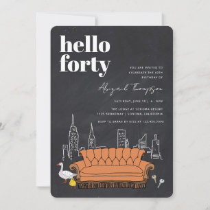 FRIENDS™   Central Perk Chalkboard 40th Birthday Invitation