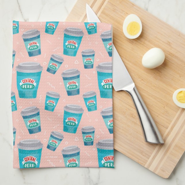 FRIENDS™ | Central Perk Coffee Cup Pattern Tea Towel (Quarter Fold)