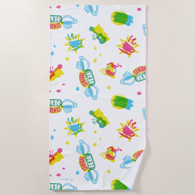 FRIENDS™ | Central Perk Neon Pattern Beach Towel (Front)