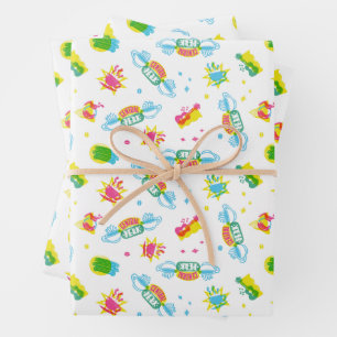 FRIENDS™   Central Perk Neon Pattern Wrapping Paper Sheet
