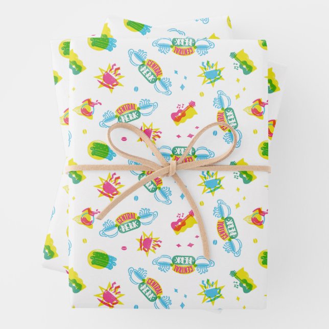 FRIENDS™ | Central Perk Neon Pattern Wrapping Paper Sheet (In situ)