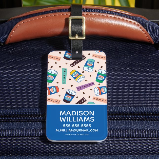 FRIENDS™ | Central Perk Vibrant Coffee Pattern Luggage Tag (Front Insitu 2)