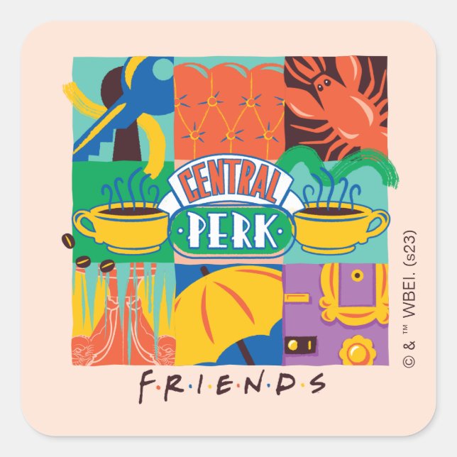 FRIENDS™ | Central Perk Vibrant Graphic Square Sticker (Front)