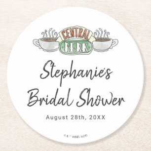 FRIENDS™   Central Perk Watercolor Bridal Shower Round Paper Coaster