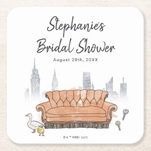 FRIENDS™   Central Perk Watercolor Bridal Shower Square Paper Coaster