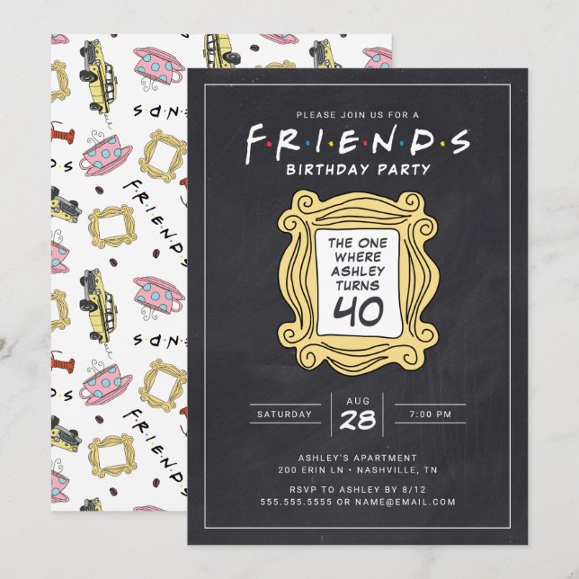 FRIENDS™ | Chalkboard 40th Birthday Invitation (Front/Back)
