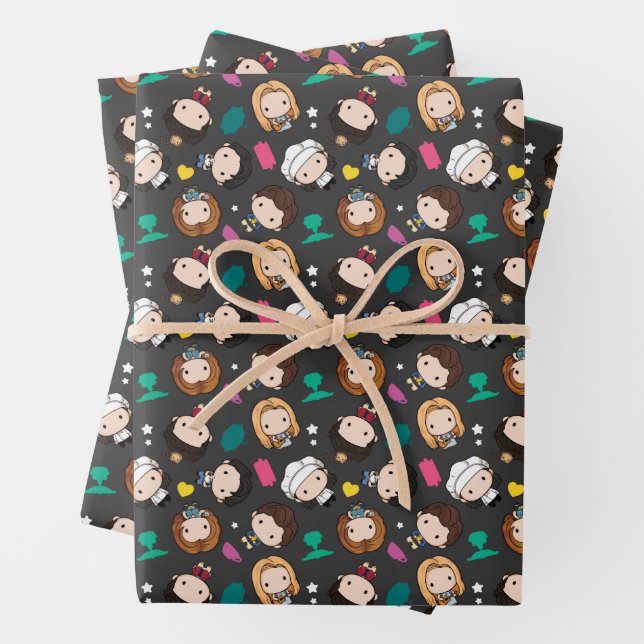 FRIENDS™ | Character Chibi Pattern  Wrapping Paper Sheet (In situ)