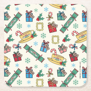 FRIENDS™   Christmas Icon Pattern Square Paper Coaster
