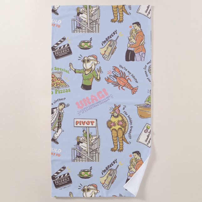 FRIENDS™ Colorful Cartoon Pattern Beach Towel (Front)