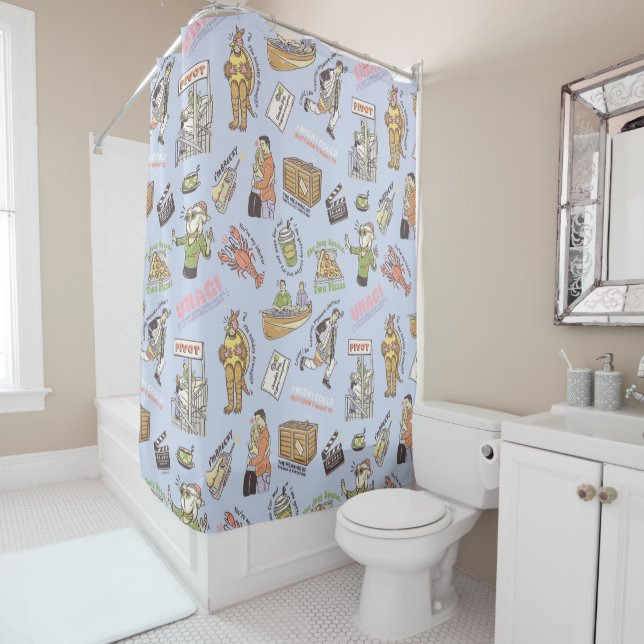 FRIENDS™ Colorful Cartoon Pattern Shower Curtain (In Situ)