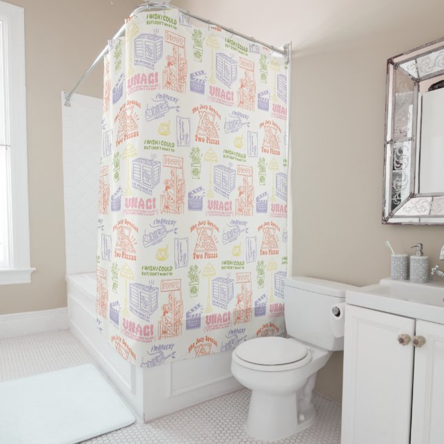 FRIENDS™ Colorful Quotes Pattern Shower Curtain (In Situ)