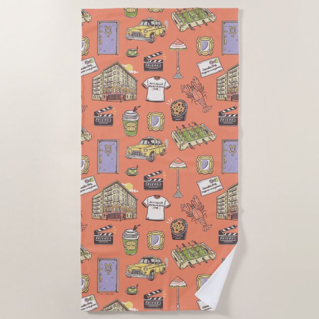 FRIENDS™ Colourful Icons Pattern Beach Towel (Front)
