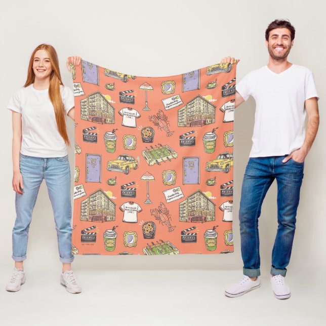 FRIENDS™ Colourful Icons Pattern Fleece Blanket (In Situ)