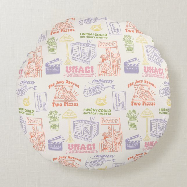 FRIENDS™ Colourful Quotes Pattern Round Cushion (Front)