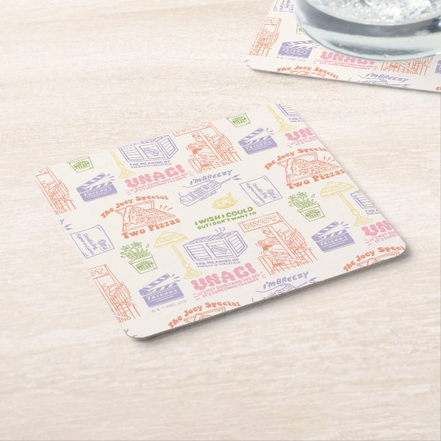 FRIENDS™ Colourful Quotes Pattern Square Paper Coaster (Angled)