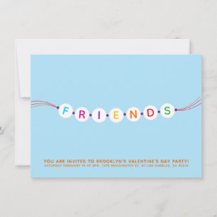 Friends cute friendship bracelet blue Valentine's Invitation