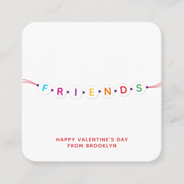 Friends cute friendship bracelet Valentine's Day Enclosure Card (Front)