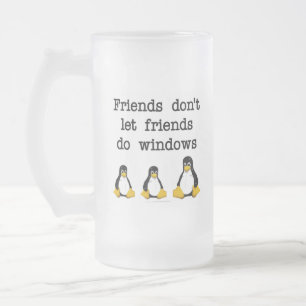 Friends don't let friends do windows frosted glass beer mug