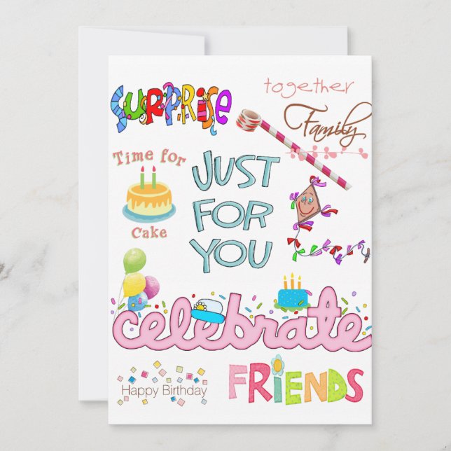 Friends Family Happy Birthday Invitation  (Front)