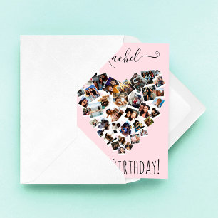 Friends Family Photo Heart Collage Happy Birthday Card