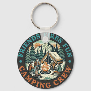 Friends Fire Fun Camping Crew Sign Key Ring