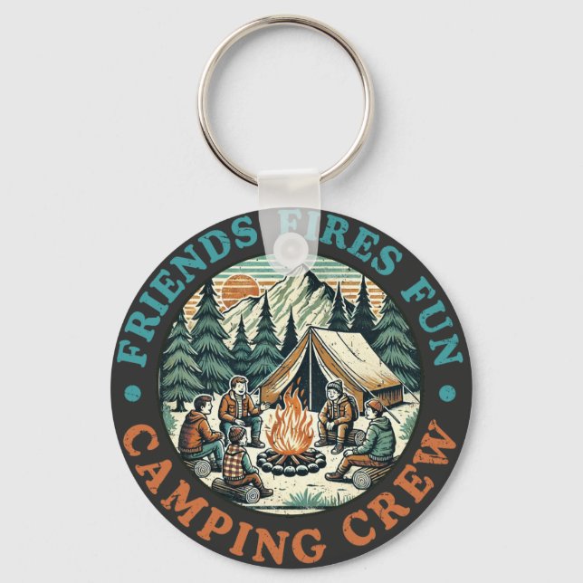 Friends Fire Fun Camping Crew Sign Key Ring (Front)
