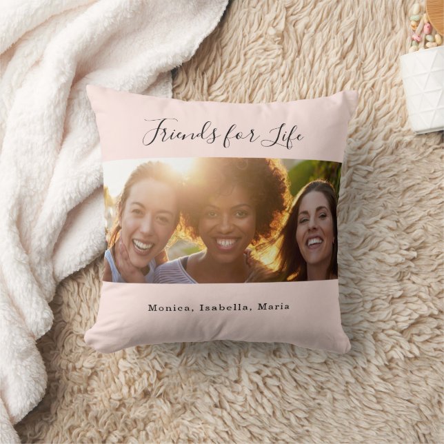 Friends for life BFF names rose gold photo Cushion (Blanket)