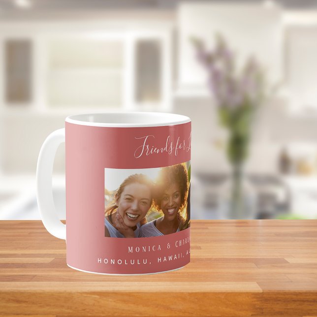 Friends for life photo names brown red coffee mug (Creator Uploaded)