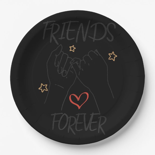 Friends forever best friend love friendship trust  paper plate (Front)