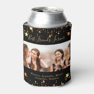 Friends forever BFF black gold photo Can Cooler