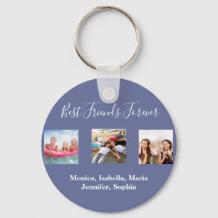 Friends forever BFF custom photo names blue Key Ring