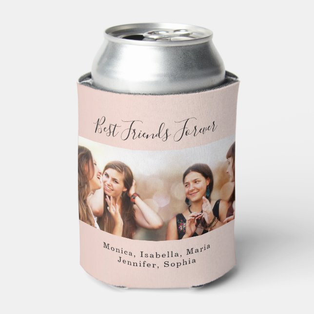 Friends forever BFF party rose gold photo Can Cooler (Can Front)