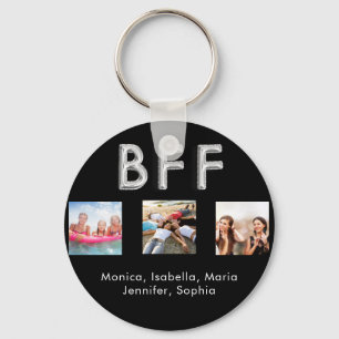 Friends forever BFF photo names black silver Key Ring