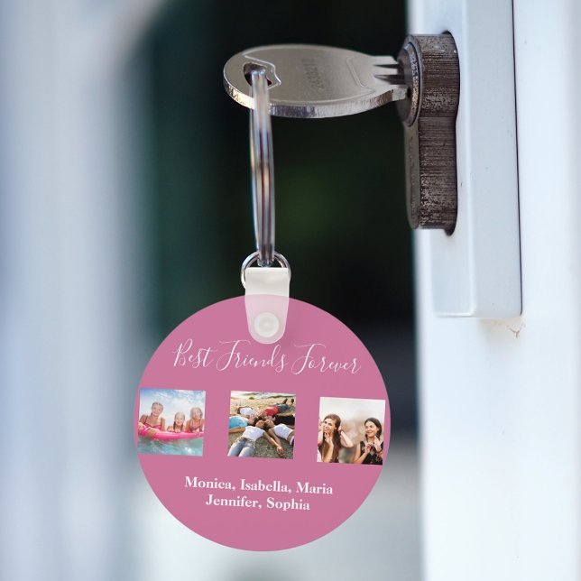 Friends forever BFF photo names pink Key Ring (Creator Uploaded)