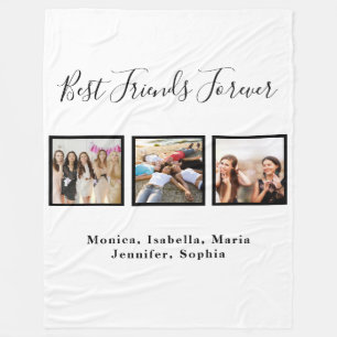 Friends forever BFF photo names white Fleece Blanket