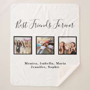 Friends forever BFF photo names white Sherpa Blanket