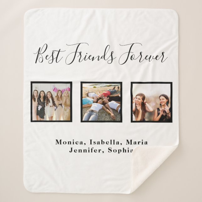 Friends forever BFF photo names white Sherpa Blanket (Front)