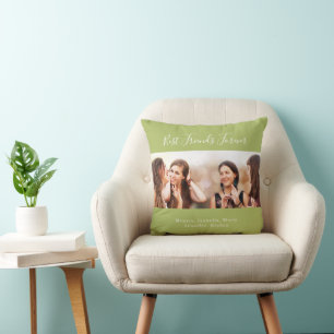 Friends forever BFF photo names yellow green Cushion